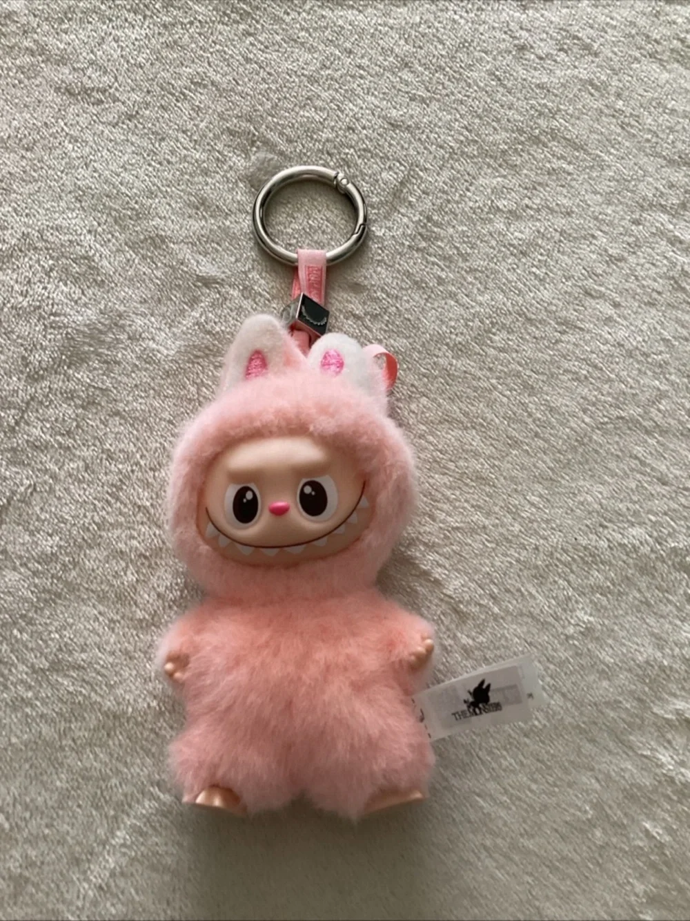 Plush Pink Bunny Keyring Pet Toy Accessory